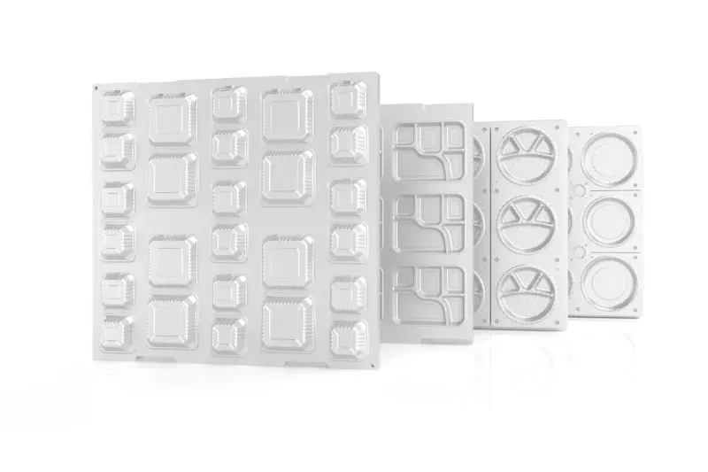 Custom sugarcane bagasse plate and bowl molds manufactured in-house by Parason with 25+ VMC machines