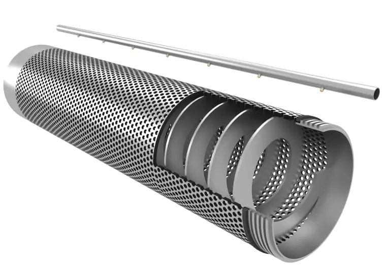Trommel screen perforated drum with helical screw — SS-304 stainless steel construction