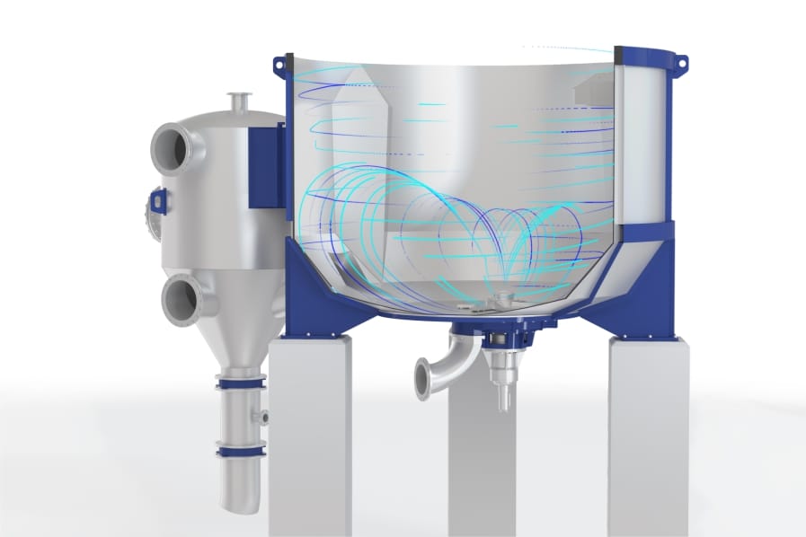 LC Offset Pulper CFD Flow Analysis showing turbulence patterns