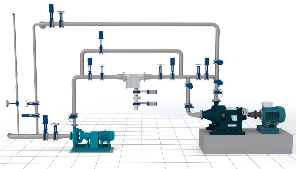 Magstruct MT complete system layout with pumps, valves, and piping integration